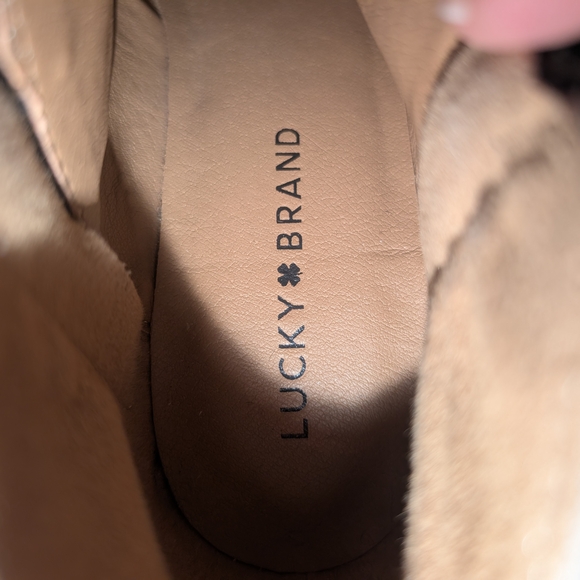 Lucky Brand Ankle Boots Burklee Tan Black Leopard Print Calf Hair Booties Sz 9 - Picture 8 of 10